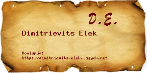 Dimitrievits Elek névjegykártya