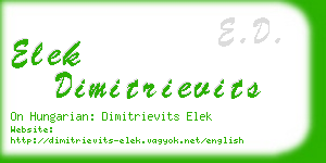 elek dimitrievits business card